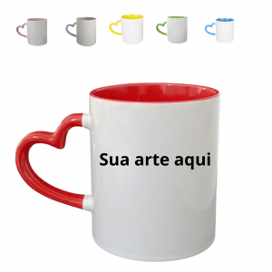 Caneca com Alça de Coração Cerâmica     