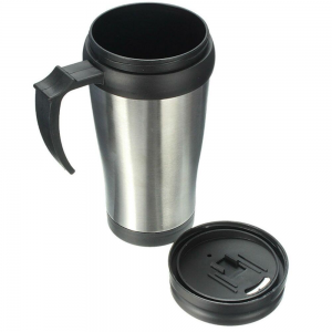 Caneca Semi-Térmica Alumínio  500ml  Inox com tampa de plástico  